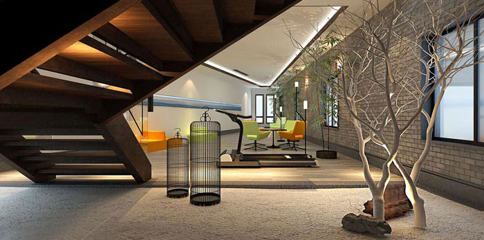 中式辦公室設計裝修效果圖