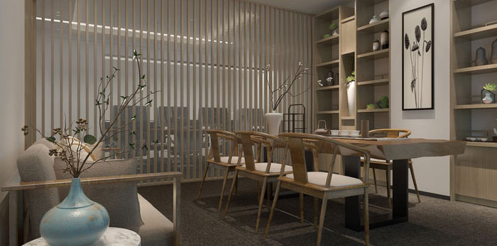 現代中式辦公室裝修設計效果圖