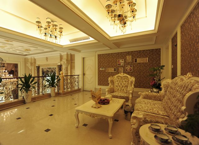 別墅客廳裝修設計分區的效果圖