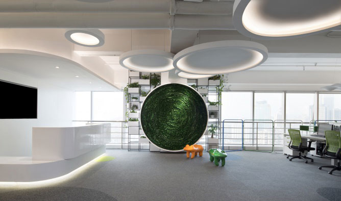 杭州服飾有限公司運營中心前臺整體區域設計