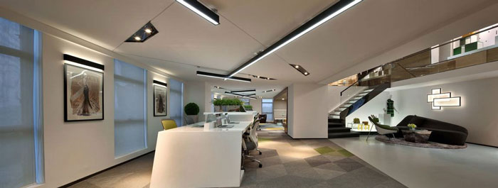 LOFT風格辦公室一樓全景裝修設計效果圖