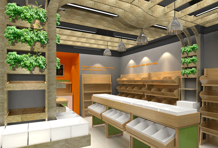 200平方米水果店擺放區域裝修設計案例效果圖