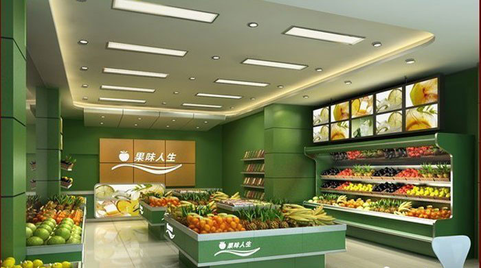 果味人生水果店整體布局裝修設計案例效果圖