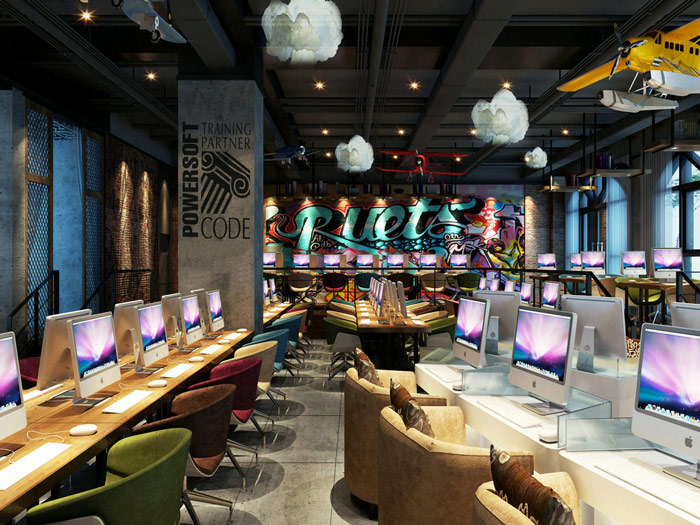 現代創新網咖裝修設計案例效果圖