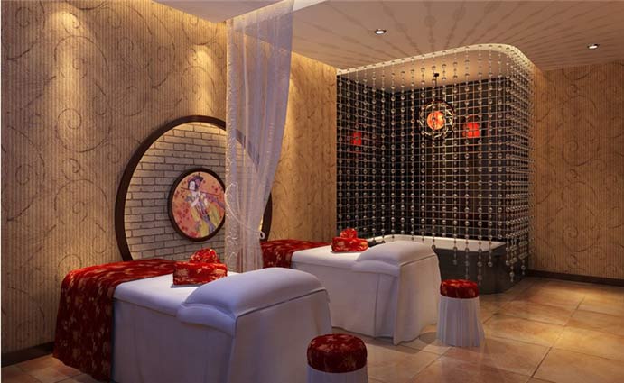 佩蒂美容SPA會所按摩室室內(nèi)背景墻裝修設(shè)計案例效果圖