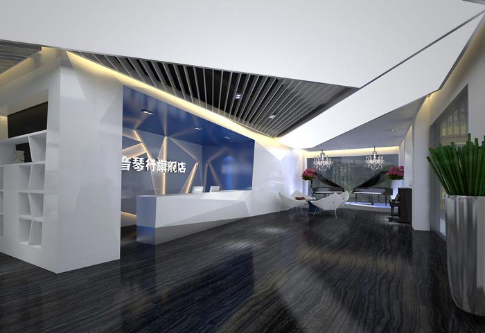伽音琴行logo墻裝修設計案例效果圖