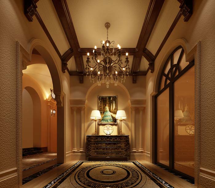 半山國際豪華別墅玄關裝修設計案例效果圖