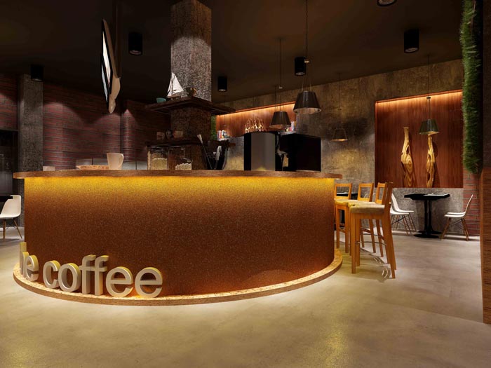 杭州創意工業風咖啡廳前臺吧臺裝修設計案例效果圖