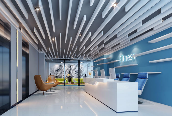 1000平方健身會所前臺裝修設計案例效果圖