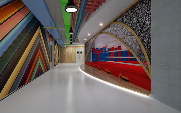 1700平方健身會所前臺過道裝修設計案例效果圖