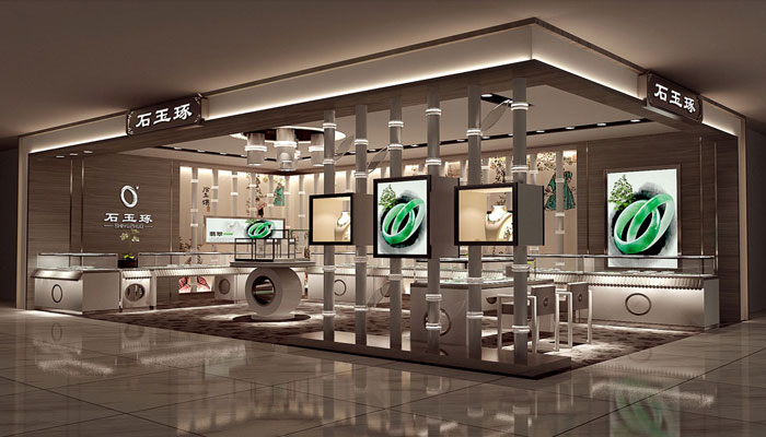 石玉琢珠寶店展廳店內局部裝修設計案例效果圖