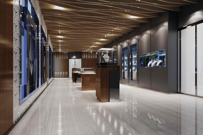 文化產(chǎn)品體驗(yàn)中心展柜區(qū)域過道裝修設(shè)計(jì)案例效果圖