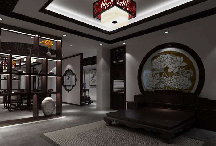 木業家居展廳接待區域裝修設計案例效果圖