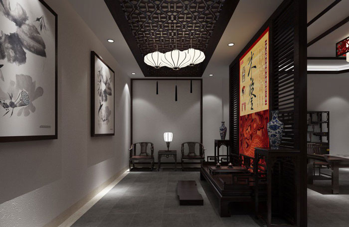 木業家居展廳休息區域裝修設計案例效果圖