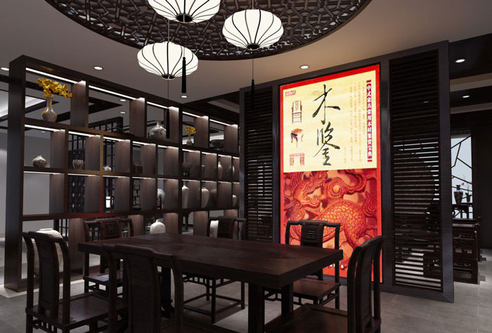 木業家居展廳展示B區域裝修設計案例效果圖