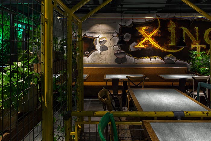 230平方懷舊復古風餐廳前臺設計案例效果圖