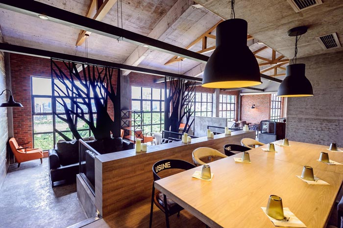 340平方工業風與LOFT風格相結合的餐廳休息區域設計效果圖