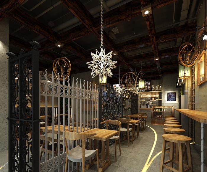 200平方原木餐廳就餐區域裝修設計效果圖