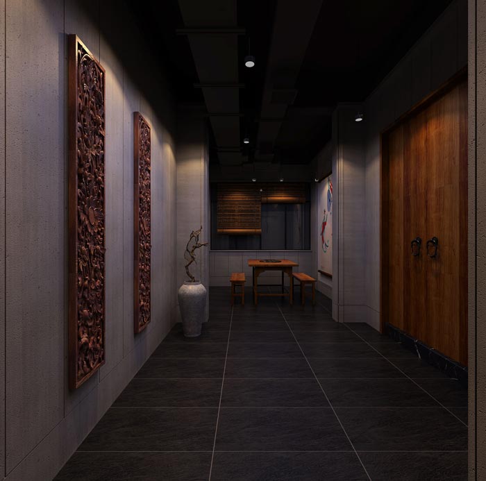 返璞歸真、回歸自然的健康飲食餐廳過道設計案例效果圖