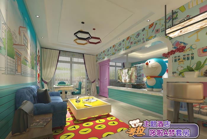 考拉主題酒店哆啦A夢客房裝修設計案例效果圖