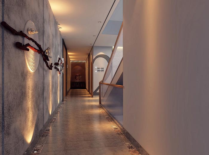 享樂主題酒店過道裝修設(shè)計案例效果圖