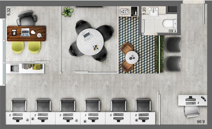 小戶型辦公室設(shè)計方案效果圖