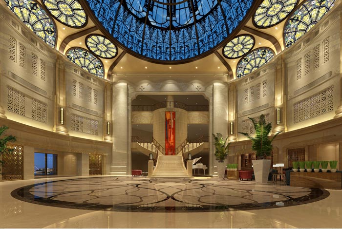 四星級商務酒店前臺裝修設計案例效果圖