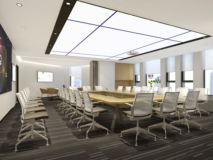 互聯網媒體辦公室會議室裝修設計案例效果圖