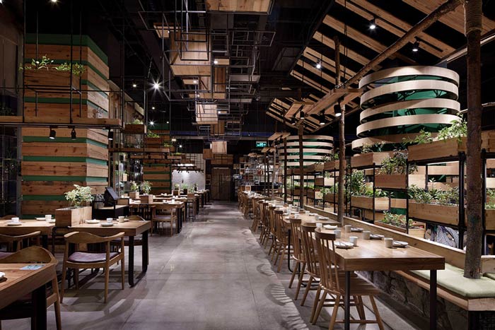 特色生態餐廳餐區裝修設計效果圖