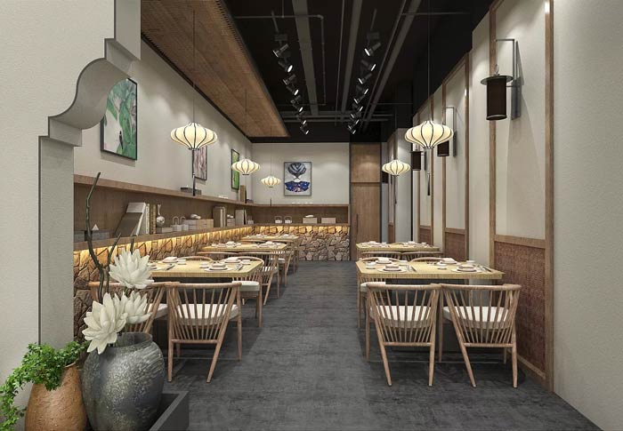 小型中式餐廳二樓餐區裝修設計效果圖