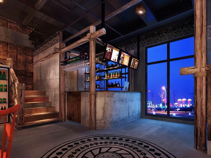 原始燒烤店窗外裝修設計效果圖