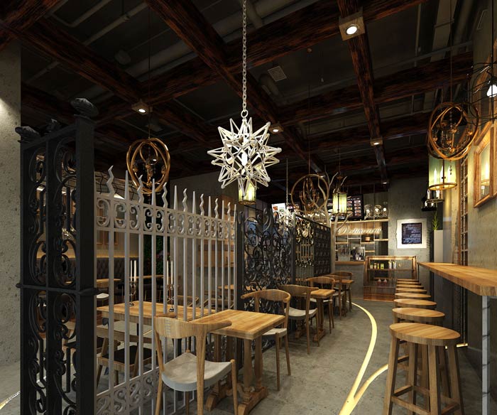 特色快餐店餐區裝修設計效果圖