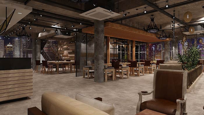 咖啡館休息區(qū)裝修設(shè)計效果圖