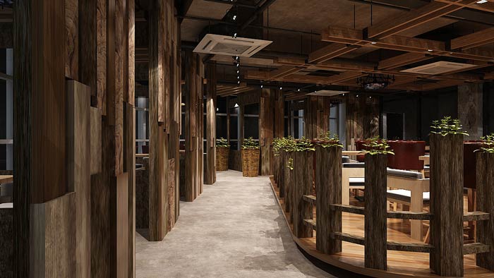 咖啡館二樓過道裝修設(shè)計效果圖