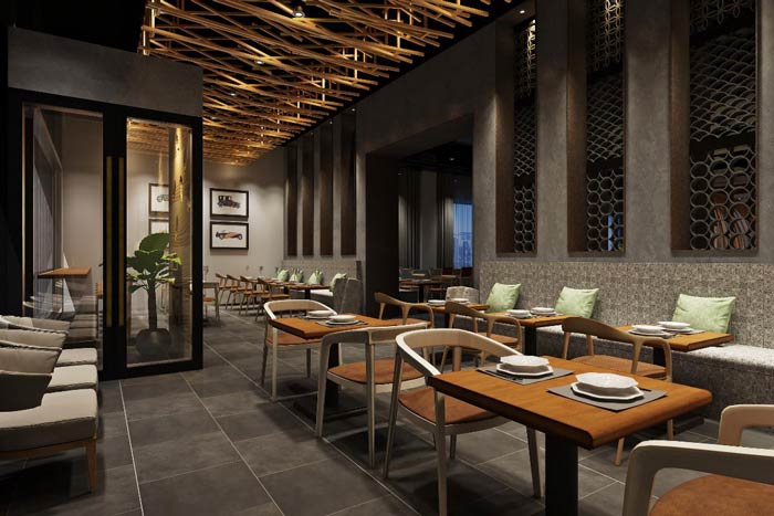 美食小吃店餐區裝修設計效果圖