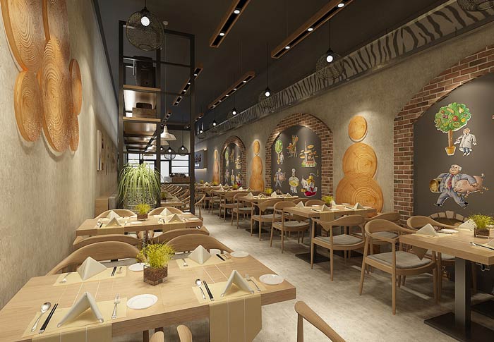 面館墻畫裝修設(shè)計(jì)效果圖