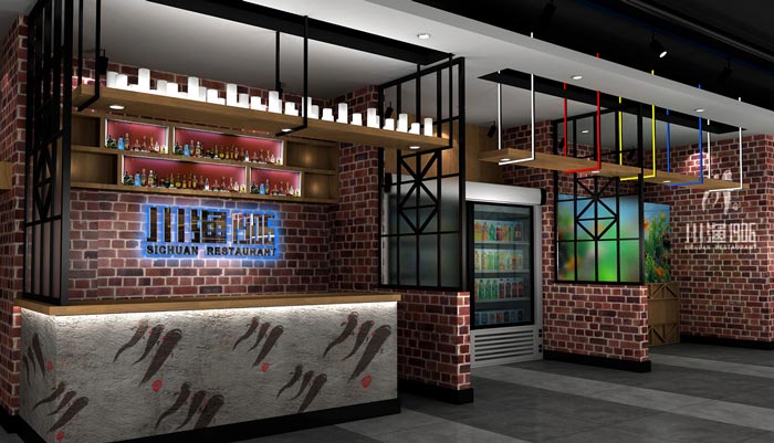 川菜館前臺裝修設計效果圖