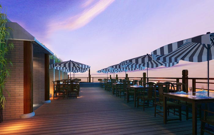 新中式川菜館大露臺裝修設計效果圖