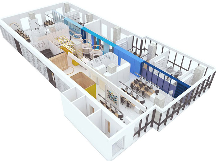 企業總部辦公室空間軸側