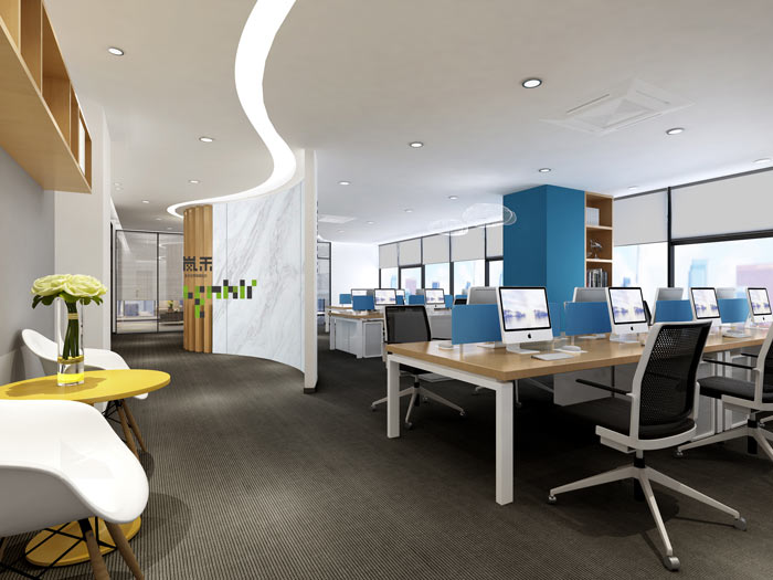 300平方外貿(mào)公司辦公室進門區(qū)裝修設(shè)計效果圖