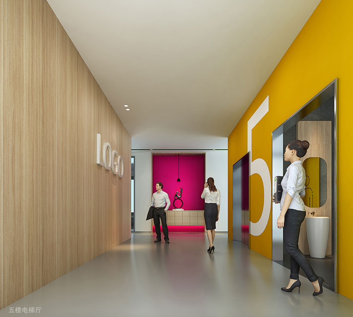 出口型企業辦公室5樓電梯廳裝修設計效果圖