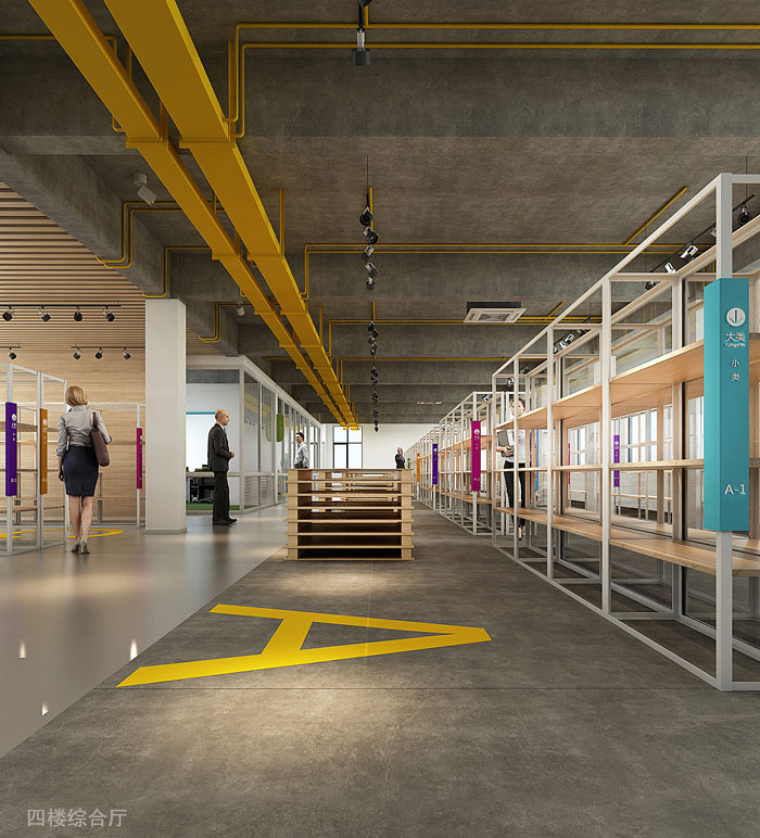 出口型企業辦公室4樓綜合廳裝修設計效果圖