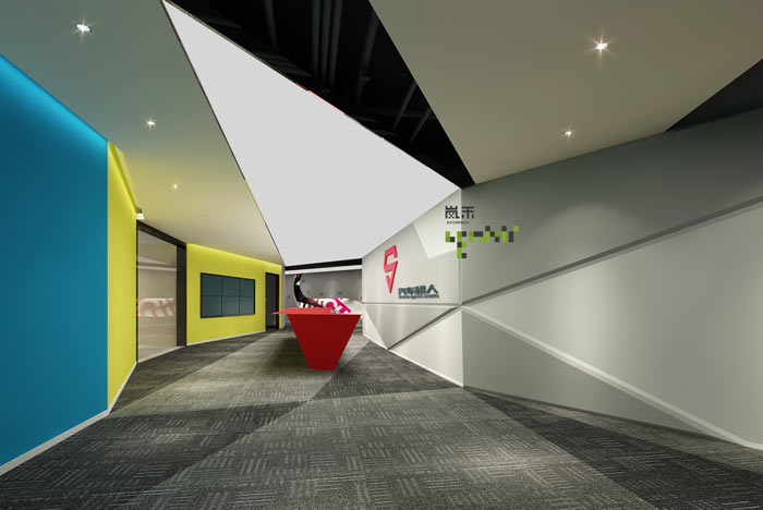 網絡科技公司辦公室20樓前臺裝修設計效果圖