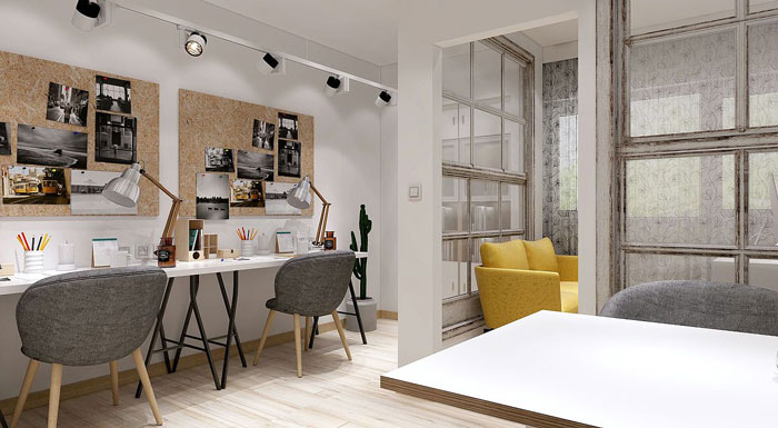 公寓改造工作室接待區效果圖