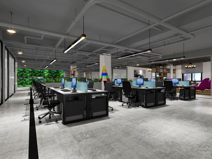 教育設備公司辦公室辦公區裝修設計效果圖