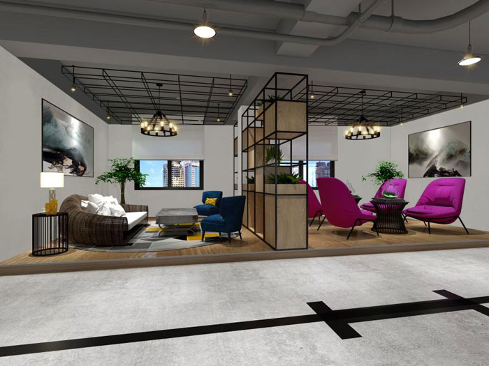 教育設備公司辦公室接待區裝修設計效果圖