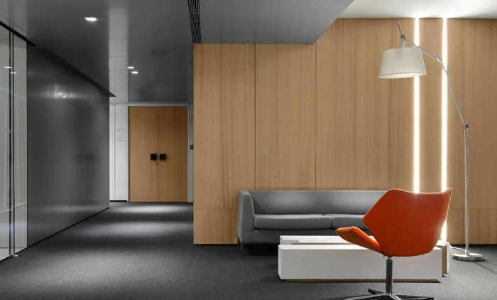 企業總部辦公樓二樓接待區裝修設計效果圖