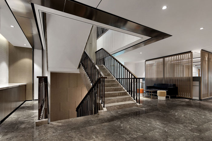 藥業(yè)公司辦公室二樓樓梯裝修設計效果圖