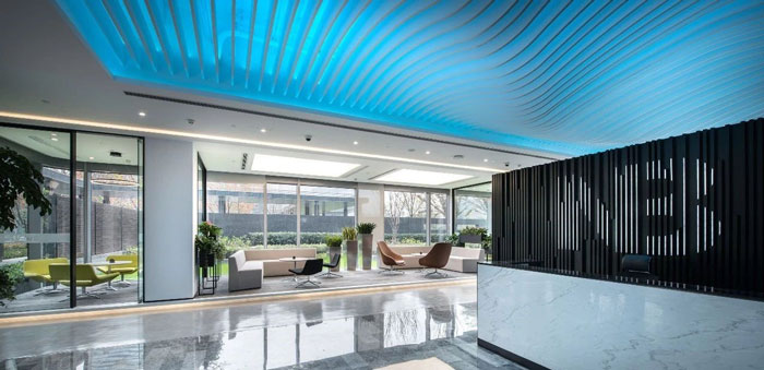 金融科技辦公樓接待區裝修設計效果圖
