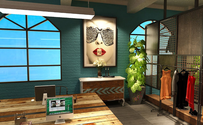 服飾公司辦公室辦公區(qū)局部裝修設計效果圖